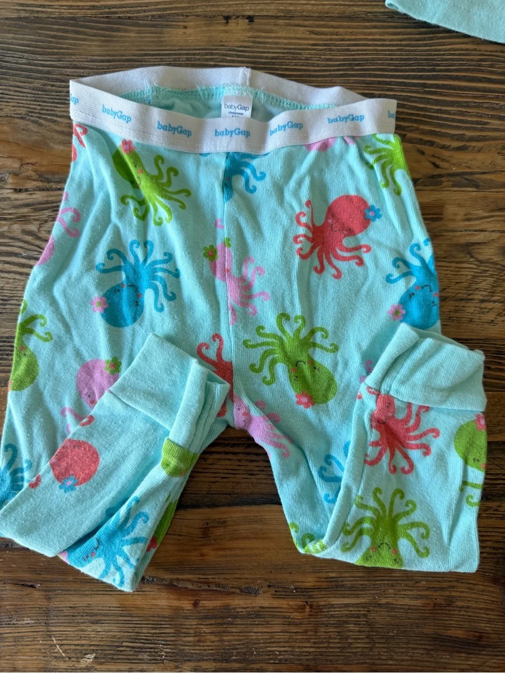 GAP Kids Aqua Long-Sleeve Top with Pink Octopus Sleepwear Set